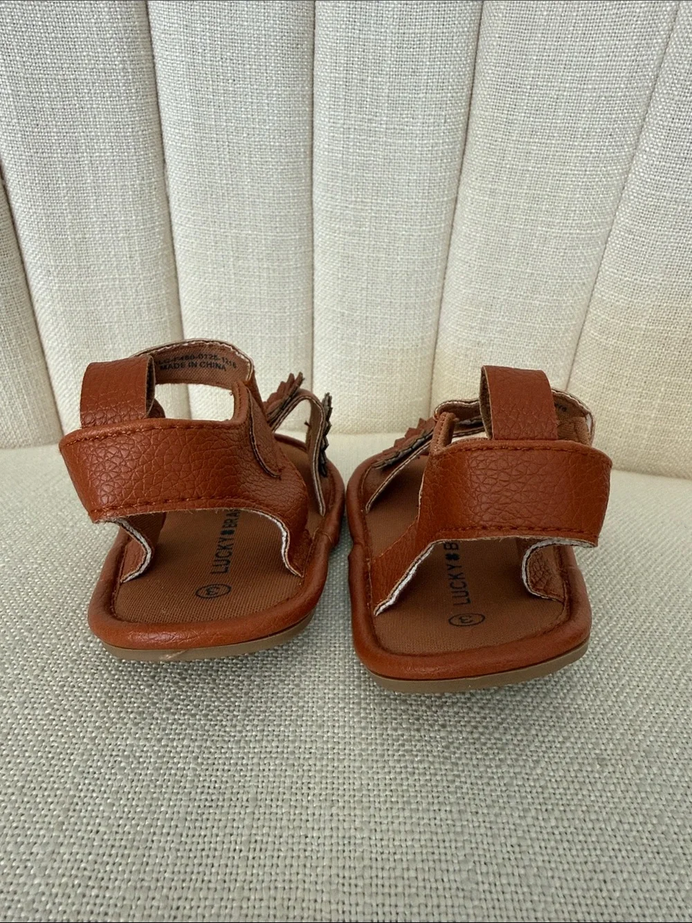 baby size 3 sandals LUCKY BRAND faux leather flower brown walker infant cute fun
